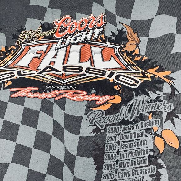 XL Coors Light Dirt Track Racing T-shirt Thrash Racing Gray Mens Recent Winners - Picture 4 of 15